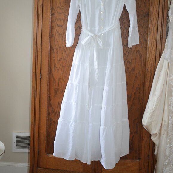 J. Crew SMALL White 100% Cotton Tiered Maxi Long Dress SMALL - Picture 3 of 11